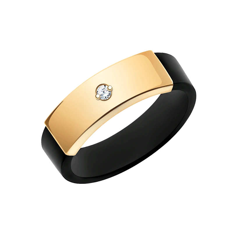 Кольцо  из красного золота с фианитом