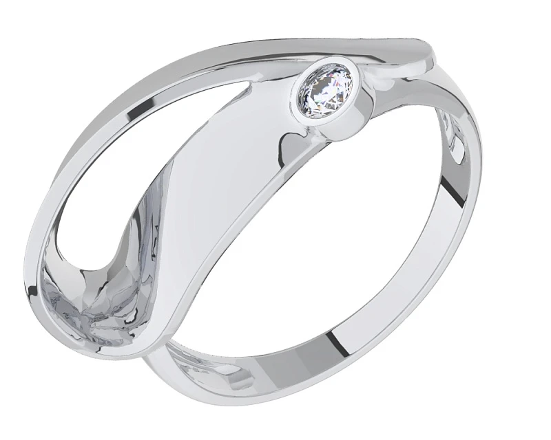 Кольцо  серебряное с фианитом