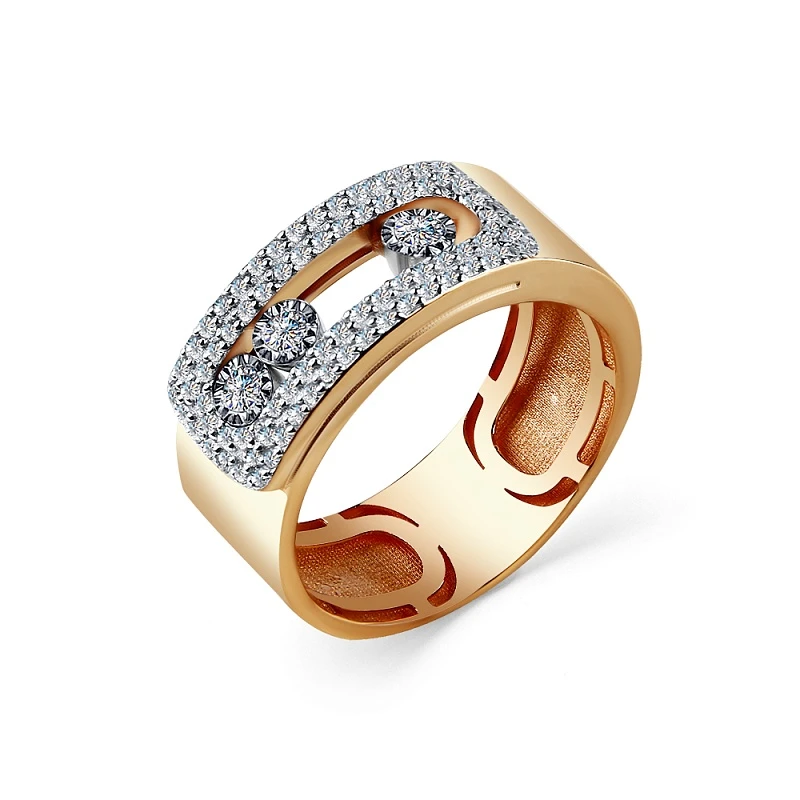 Кольцо  из комбинированного золота с природным бриллиантом