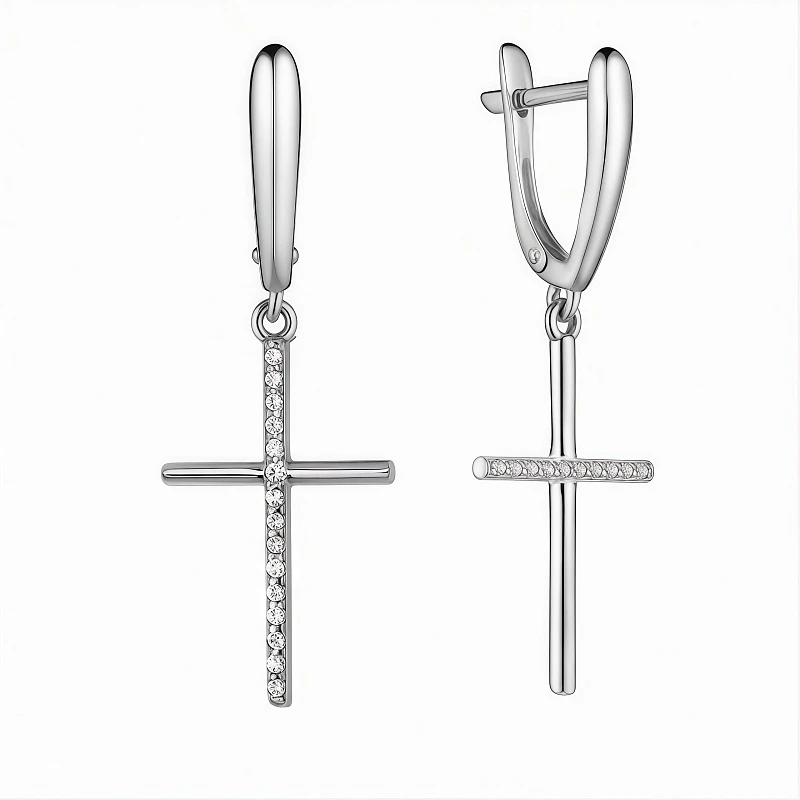 Серьги  серебряные с фианитом