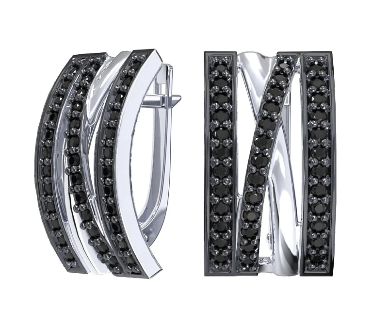 Серьги  серебряные с фианитом