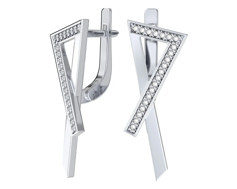 Серьги  серебряные с фианитом