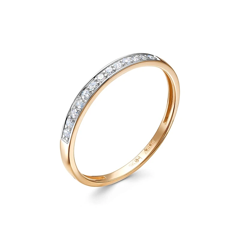 Кольцо  из красного золота с природным бриллиантом