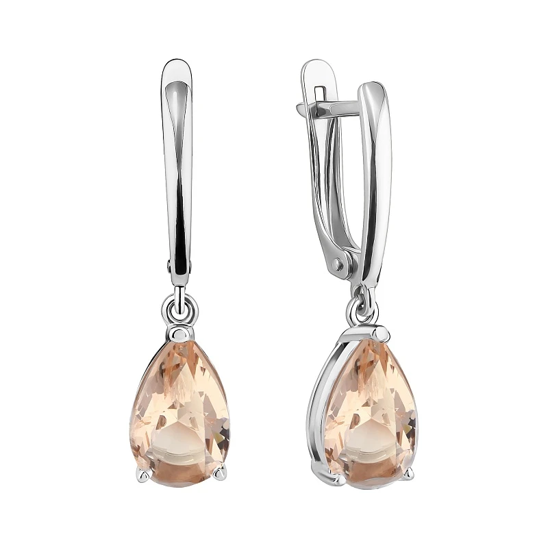 Серьги  серебряные с кварцем