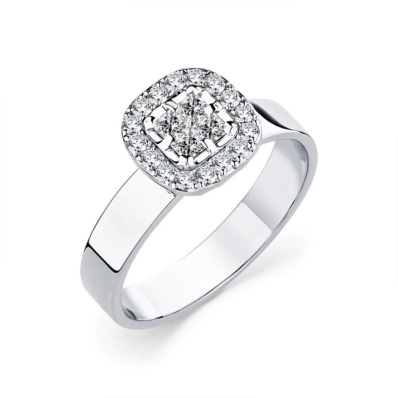 Кольцо  из белого золота с природным бриллиантом