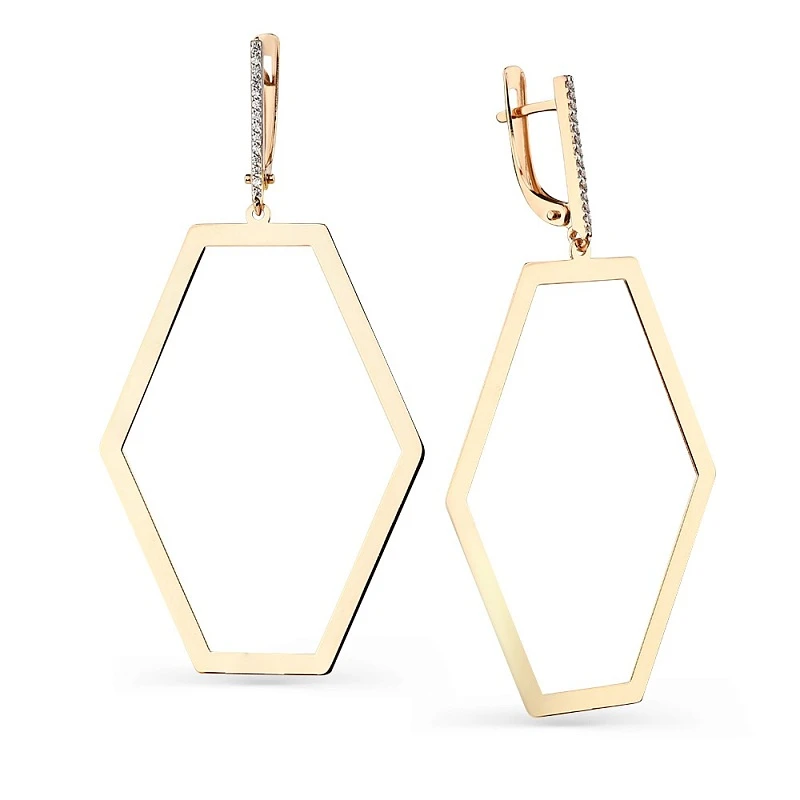 Серьги  из красного золота с фианитом