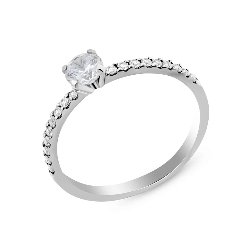 Кольцо  из белого золота с природным бриллиантом