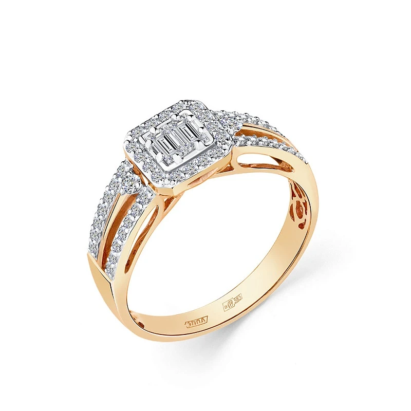 Кольцо  из красного золота с природным бриллиантом