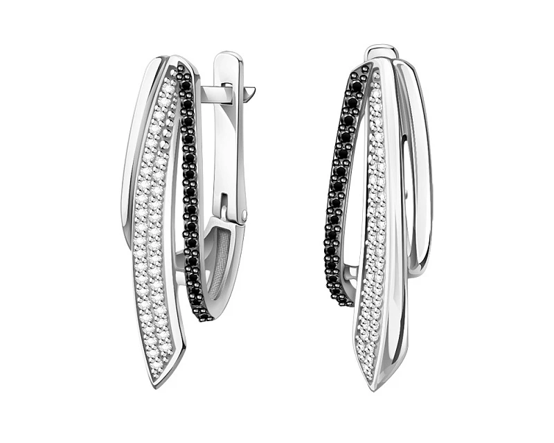 Серьги  серебряные с фианитом