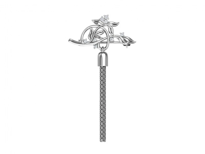 Брошь  серебряная с фианитом