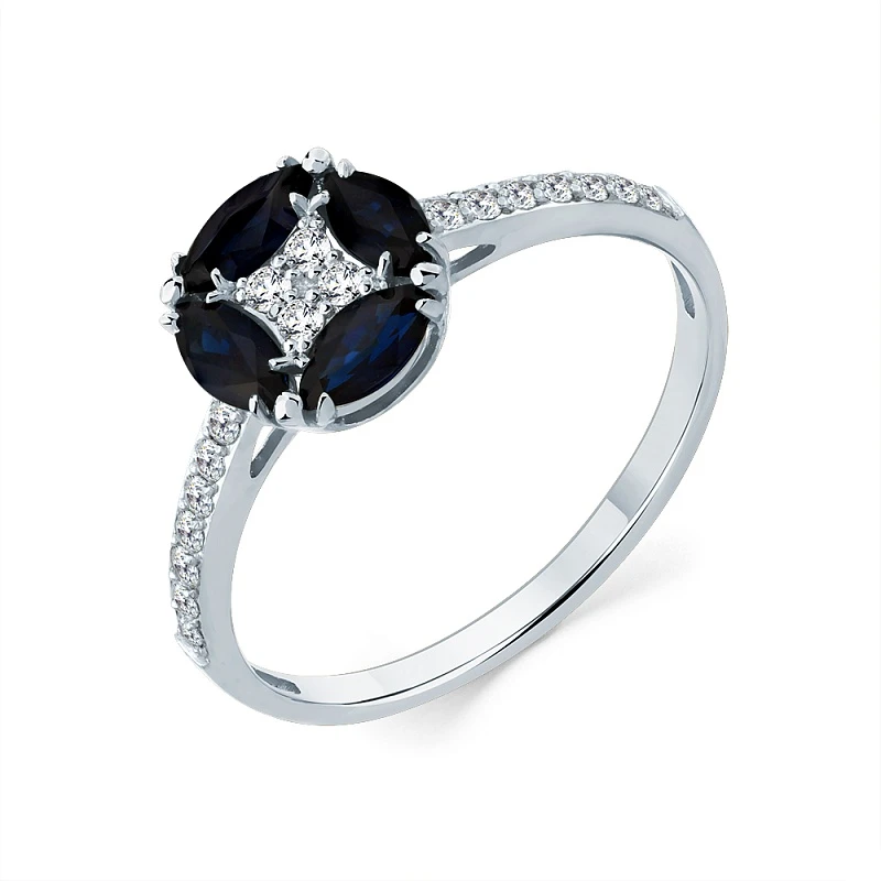 Кольцо  из белого золота с сапфиром