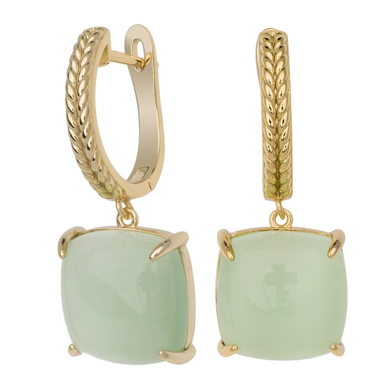 Серьги «САМОЦВЕТЫ» из серебра с позолотой с кварцом