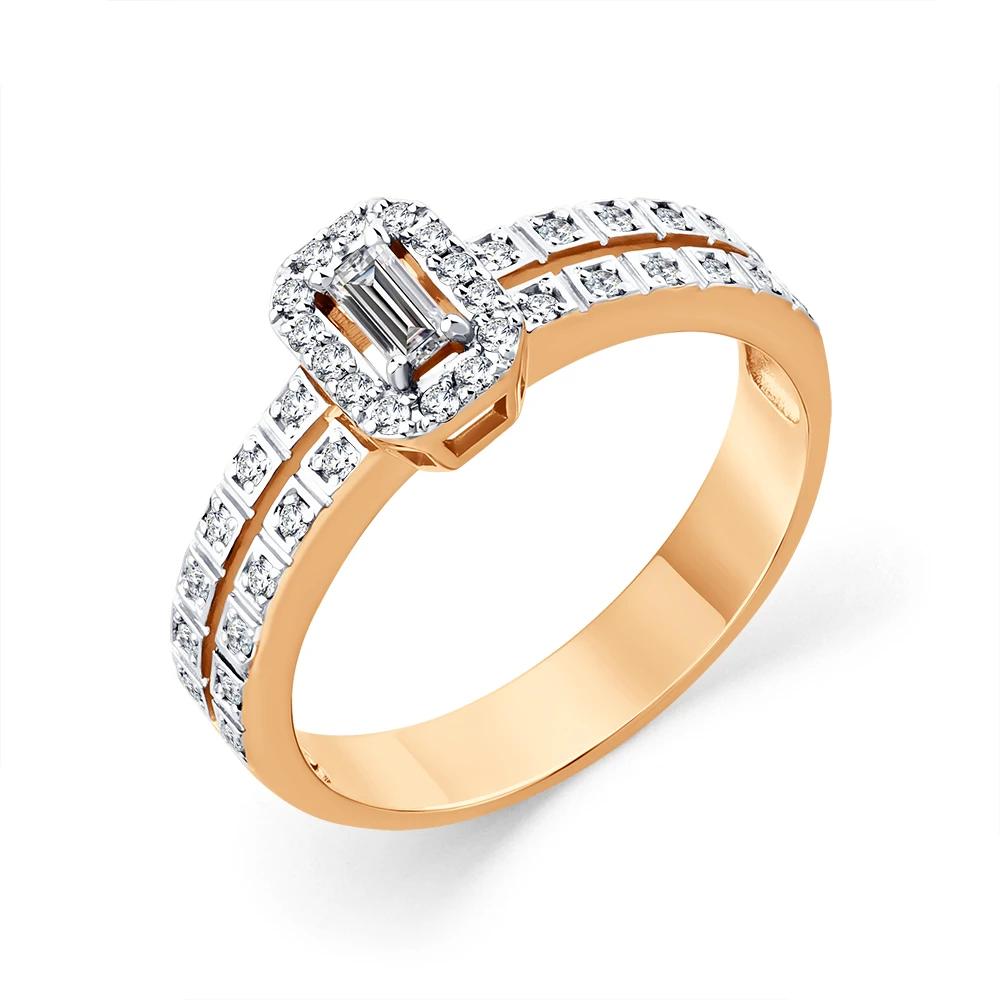 Кольцо  из красного золота с бриллиантом