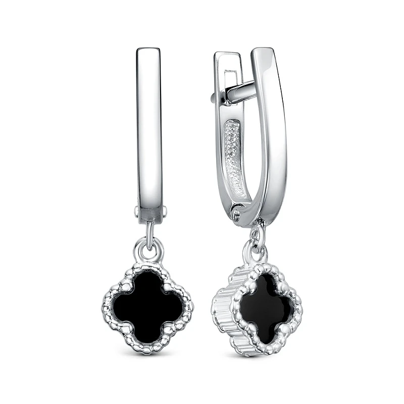 Серьги  серебряные с ониксом