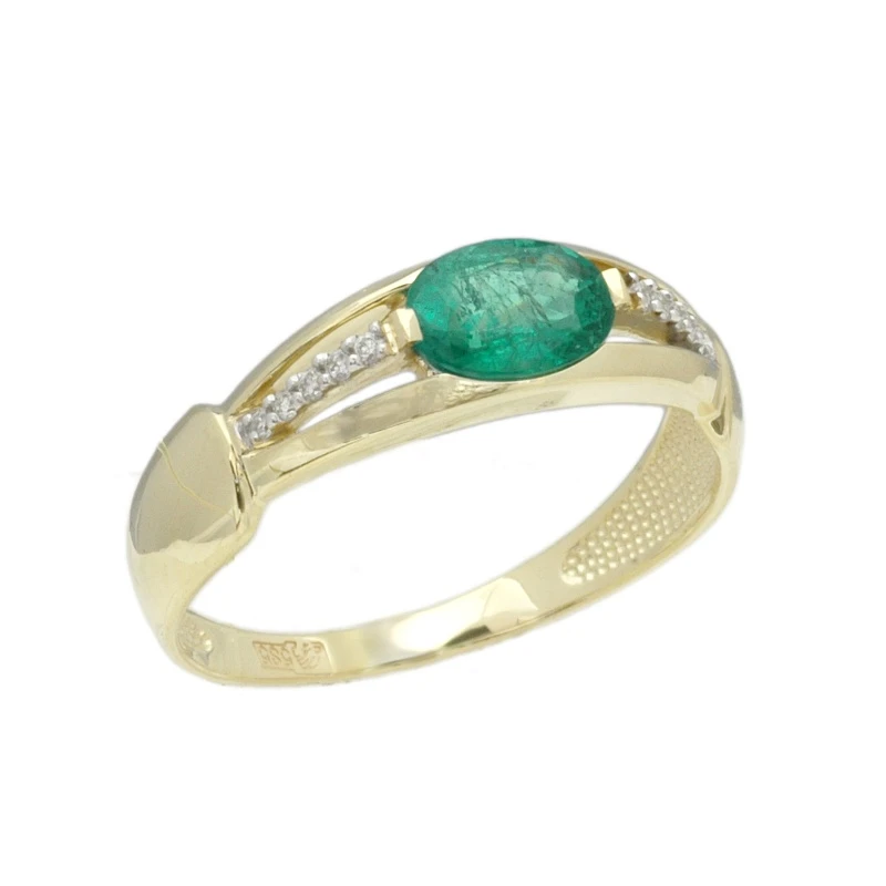 Кольцо «Diamond jf» золотое с изумрудом