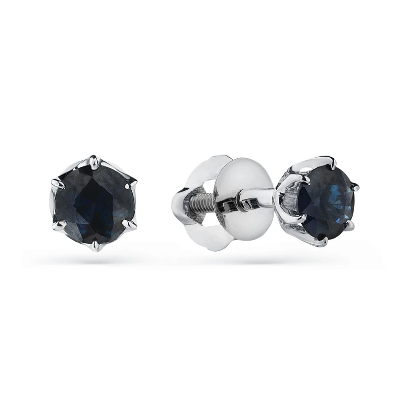 Серьги  из белого золота с сапфиром