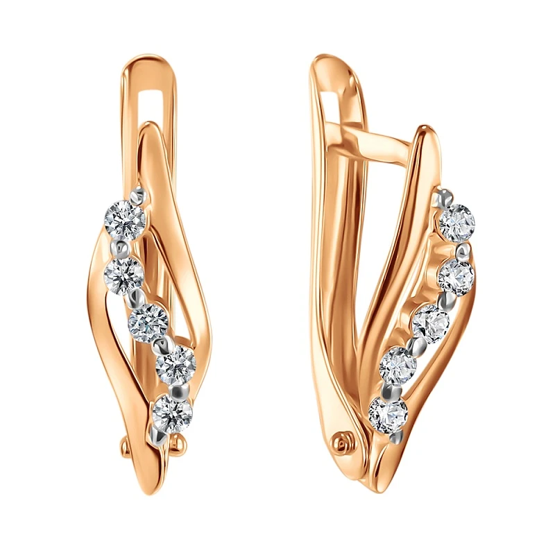 Серьги  из красного золота с фианитом