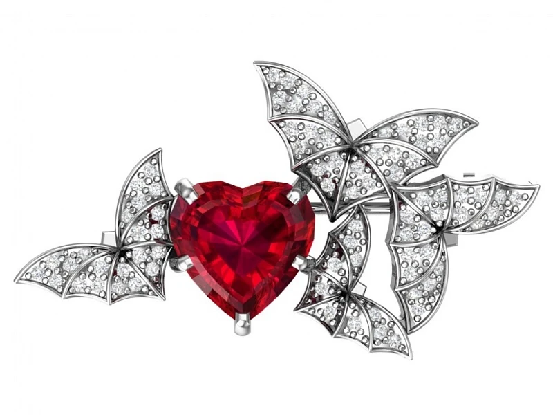 Брошь  серебряная с кварцем