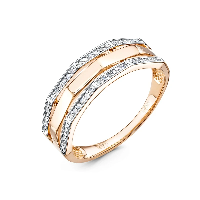 Кольцо  из красного золота с природным бриллиантом