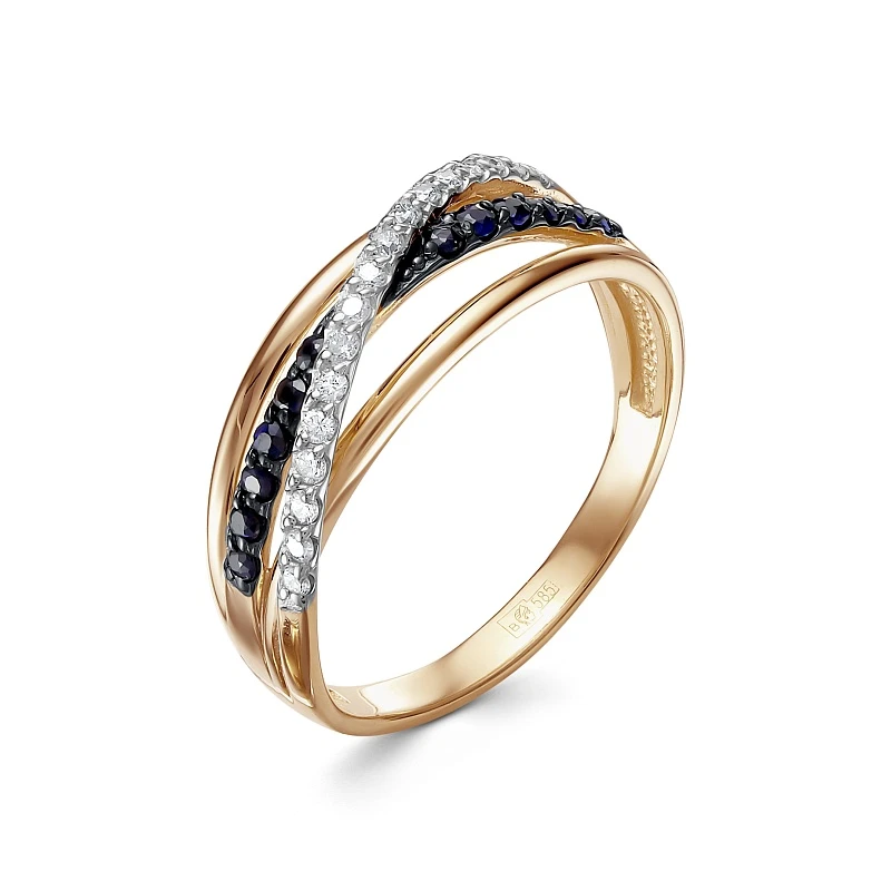 Кольцо  из красного золота с сапфиром