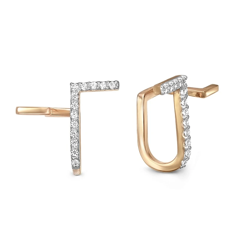 Серьги «Нью Голд» из красного золота с фианитом