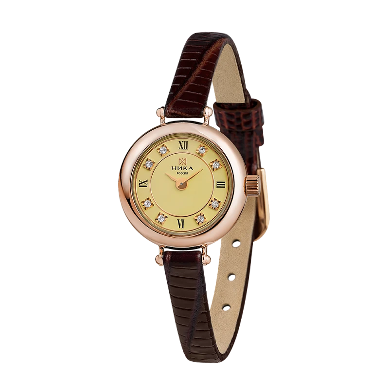 Часы  из красного золота с фианитом