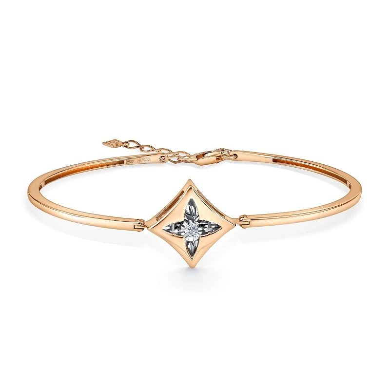 Браслет  из комбинированного золота с природным бриллиантом