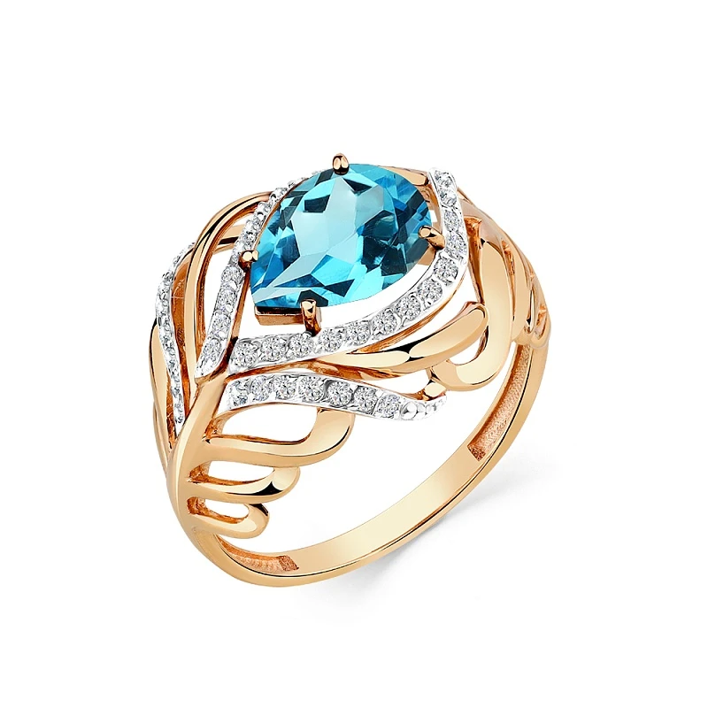 Кольцо  из красного золота с топазом