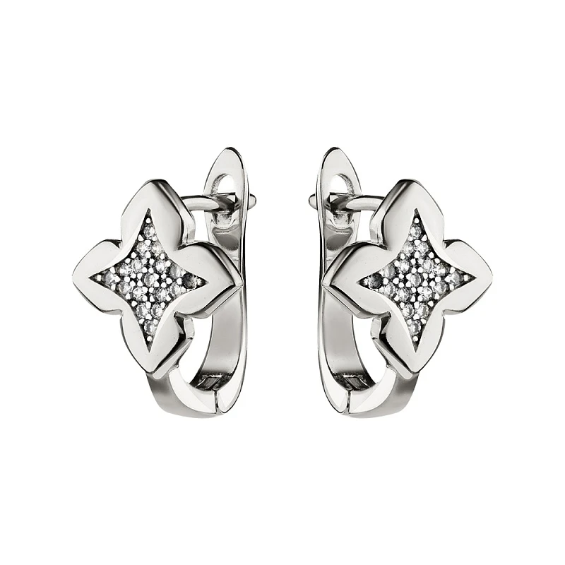 Серьги  серебряные с фианитом