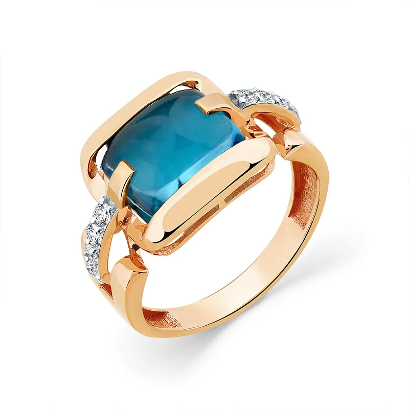 Кольцо  из красного золота с топазом