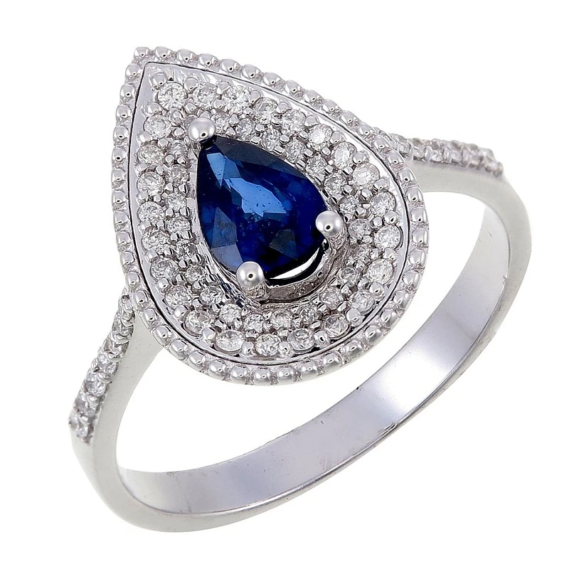 Кольцо  из белого золота с сапфиром