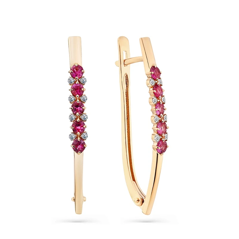 Серьги  из красного золота с рубином