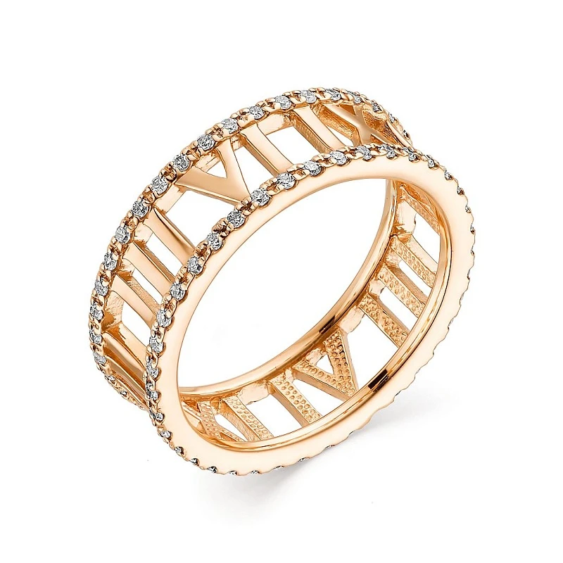 Кольцо  из красного золота с природным бриллиантом