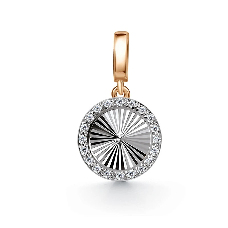 Подвеска  из комбинированного золота с природным бриллиантом