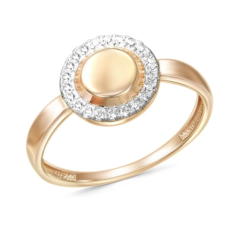 Кольцо  из красного золота с фианитом