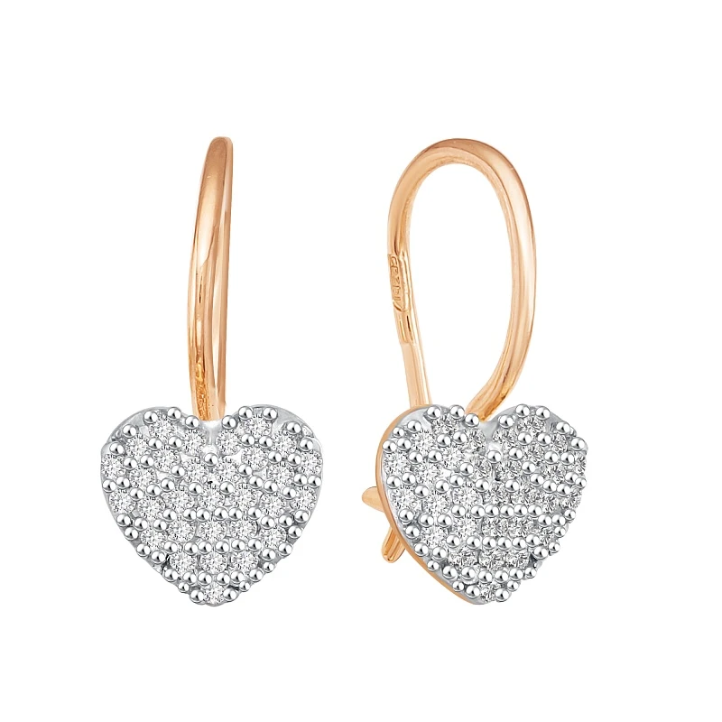 Серьги  из красного золота с фианитом