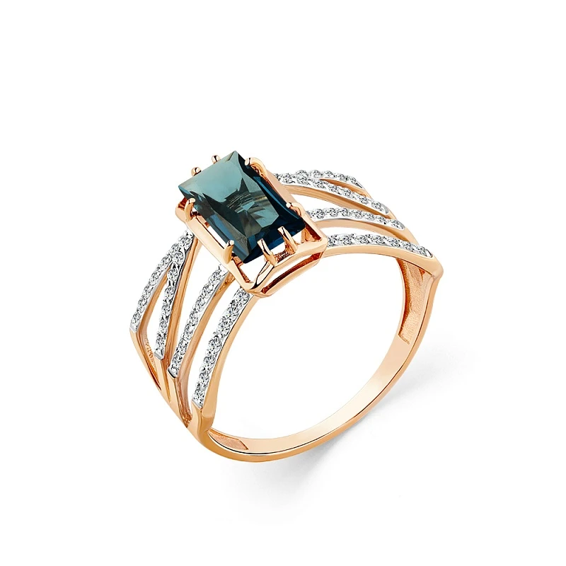 Кольцо  из красного золота с топазом