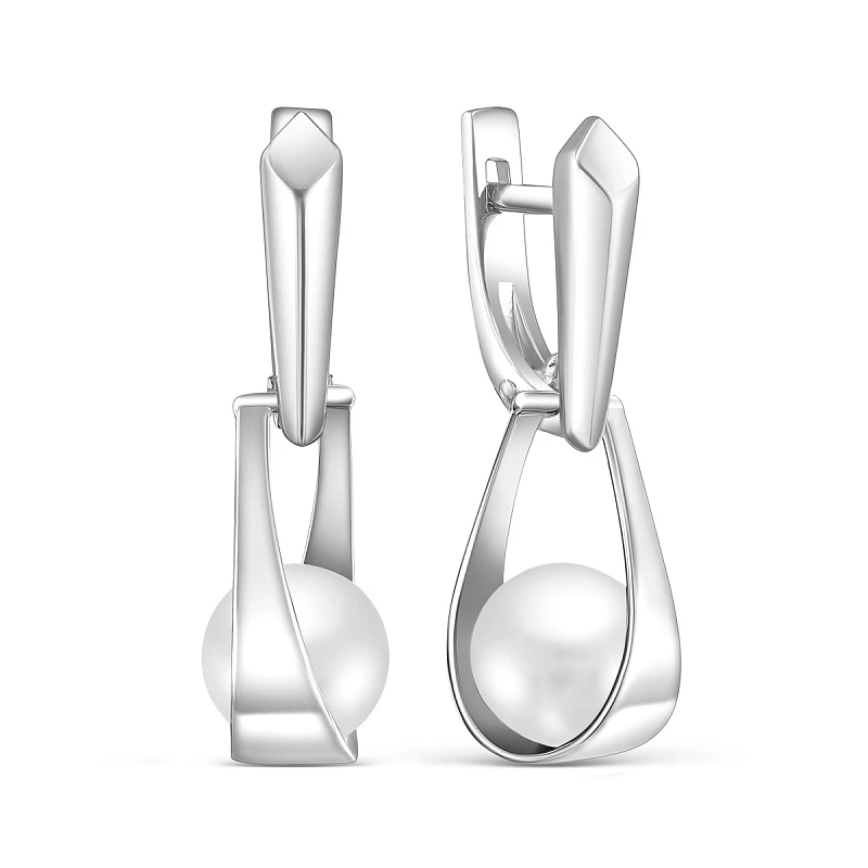 Серьги  серебряные с жемчугом