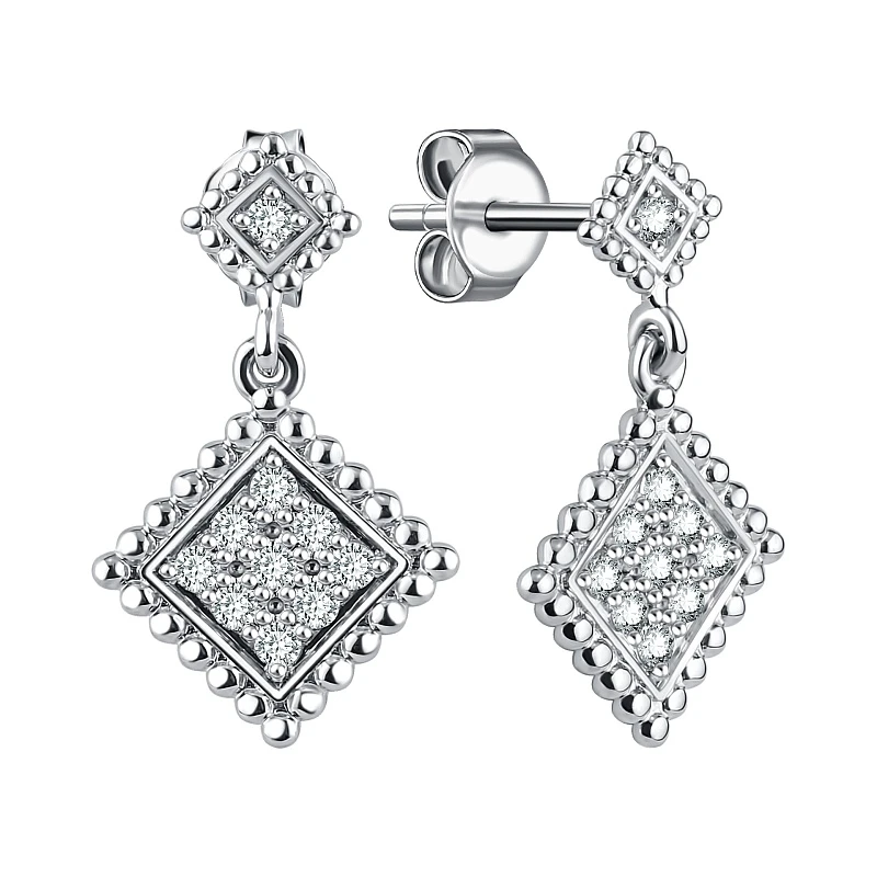 Серьги  серебряные с фианитом