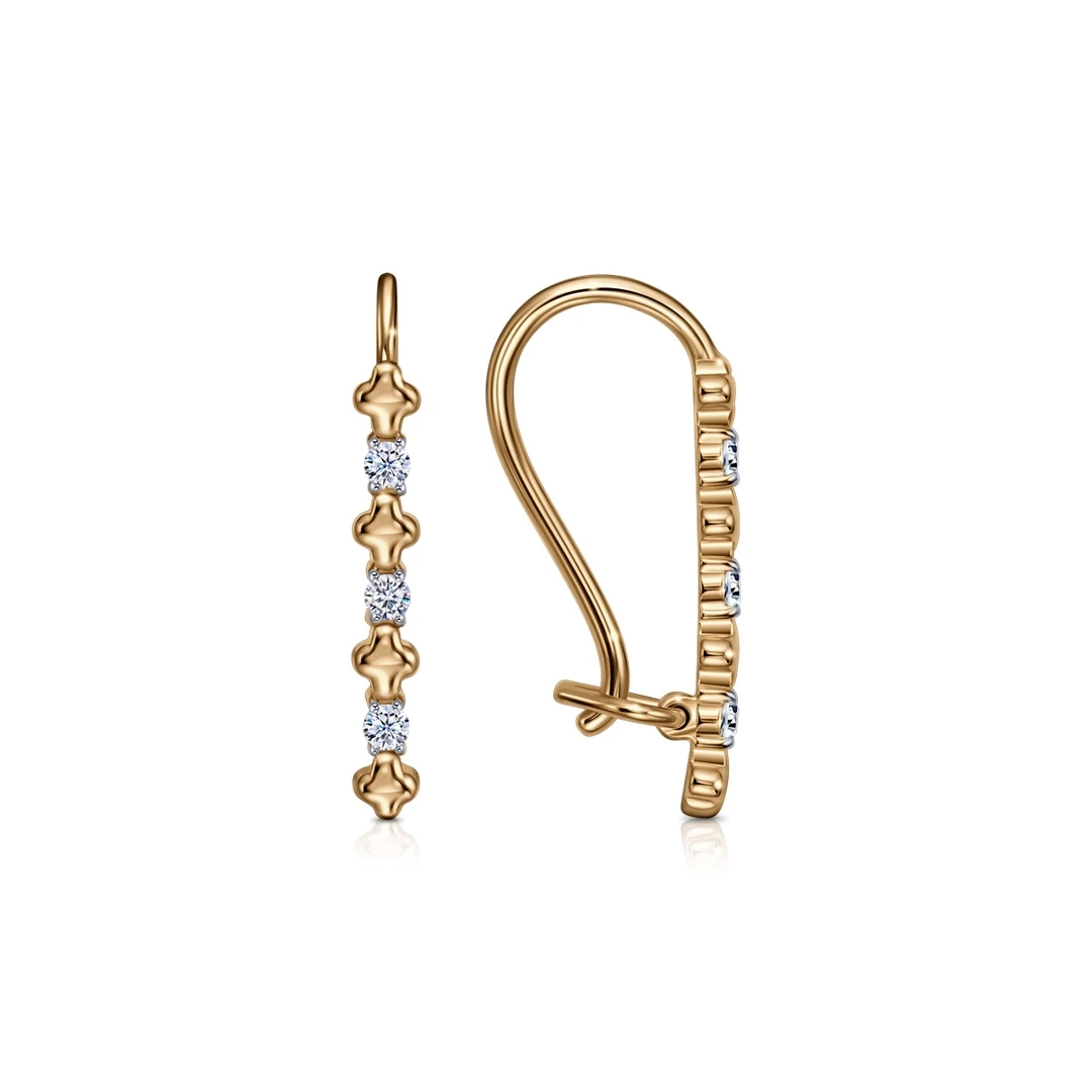 Серьги  из красного золота с фианитом