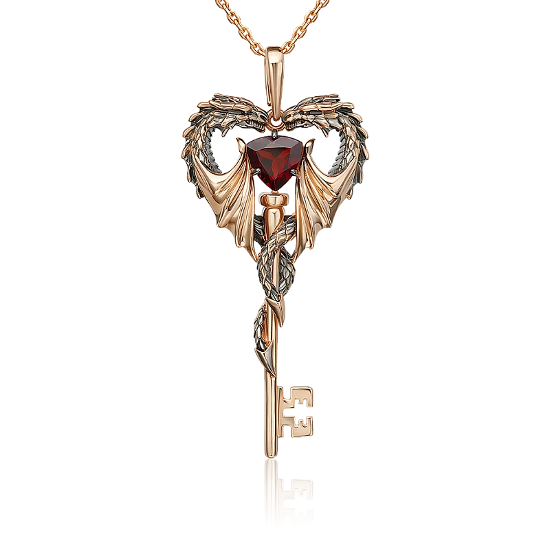 Подвеска  из красного золота с гранатом