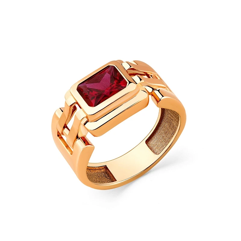Кольцо  из красного золота с корундом