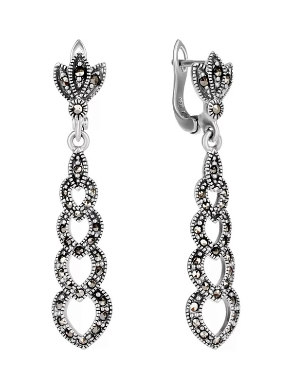 Серьги «Марказит» серебряные