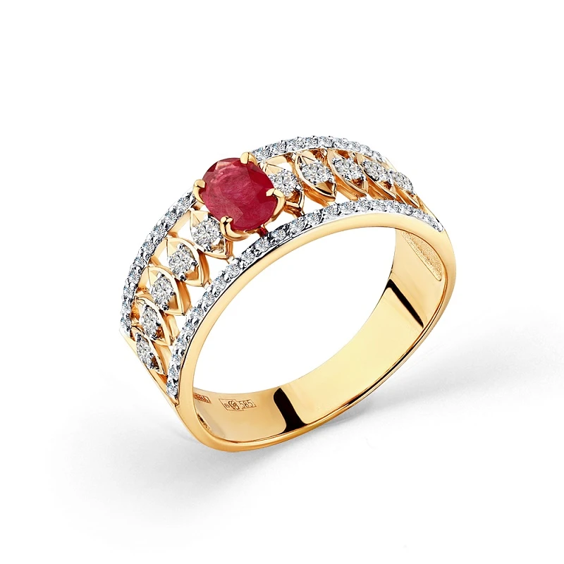 Кольцо  из красного золота с рубином