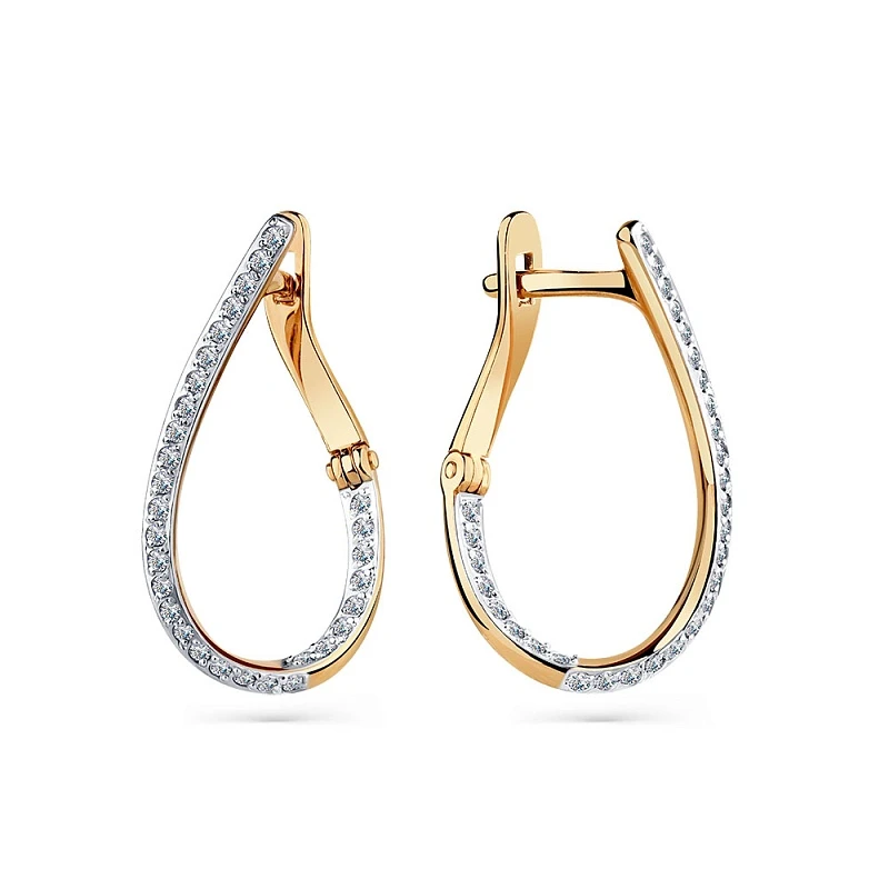 Серьги  из красного золота с фианитом