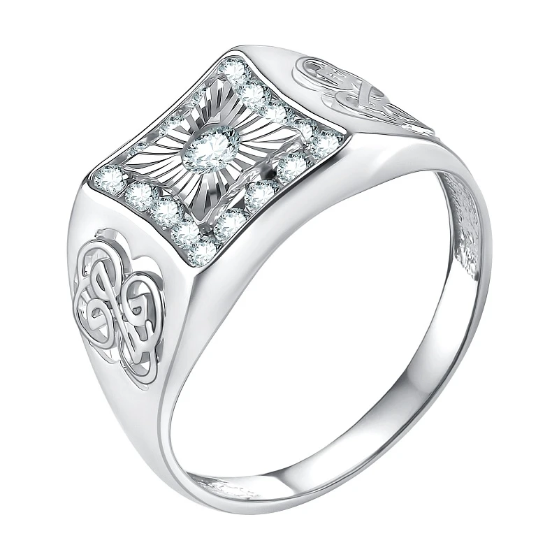 Кольцо  серебряное с фианитом