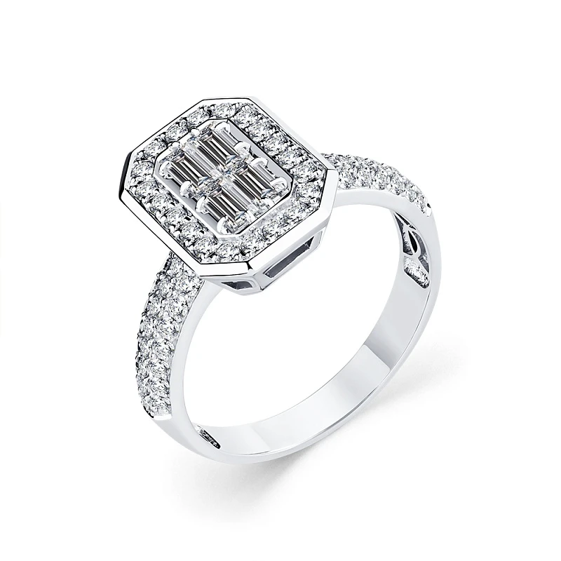 Кольцо  из белого золота с природным бриллиантом